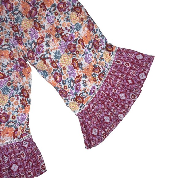 Cato Womens Floral Print Ruffle Hem Cropped Pants Size 18/20W Multicolor 1898 - Picture 3 of 6